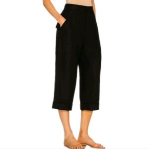 EQUIPMENT Femme Kalil Linen High Rise Capri Style Pant In True Black Size 4